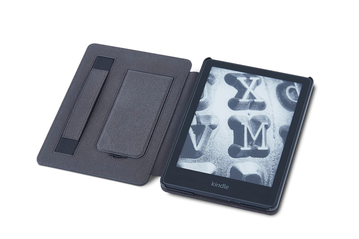 Nupro close-up of integrated elastic hand strap offering stable one-handed reading