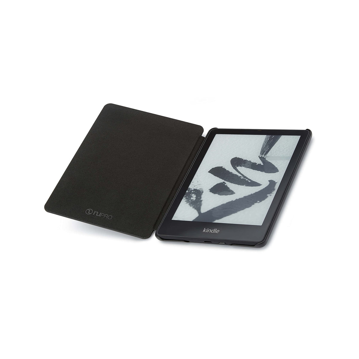 NuPro folded cover behind device demonstrating one-handed reading convenience and balance