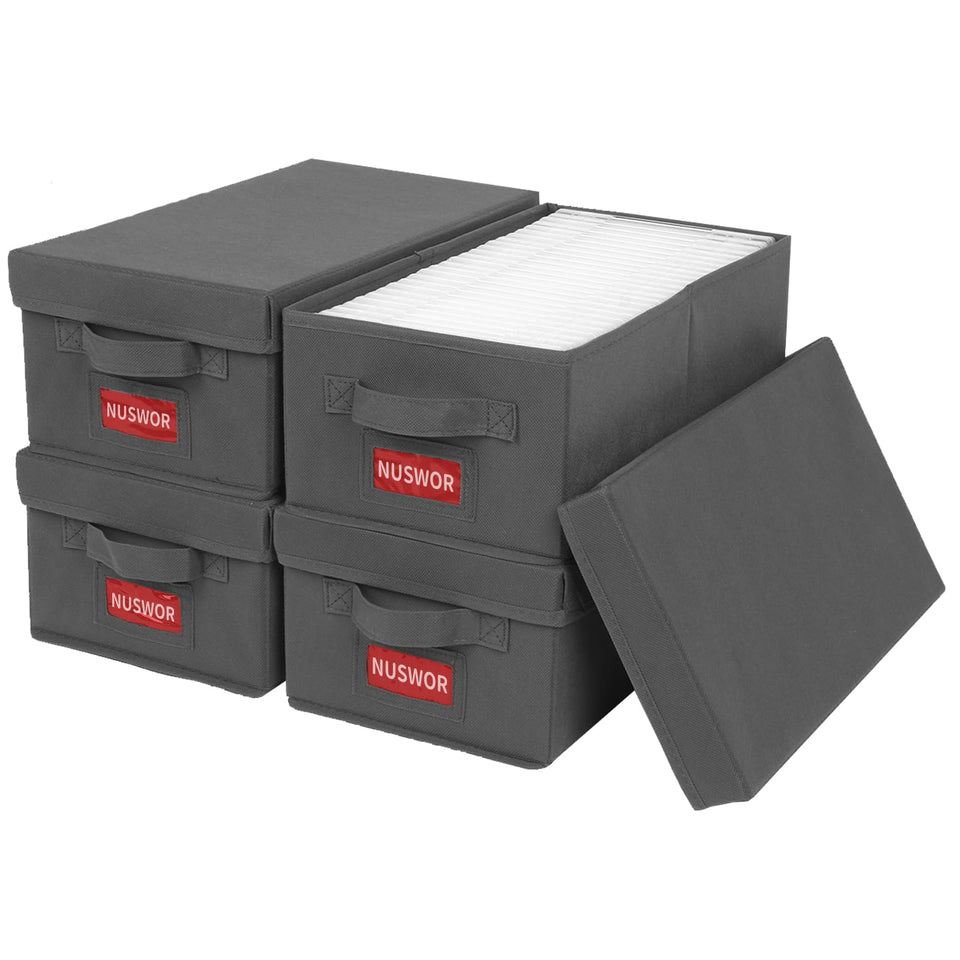 NUSWOR DVD storage box stackable 4-pack keeps your collection organized and accessible.