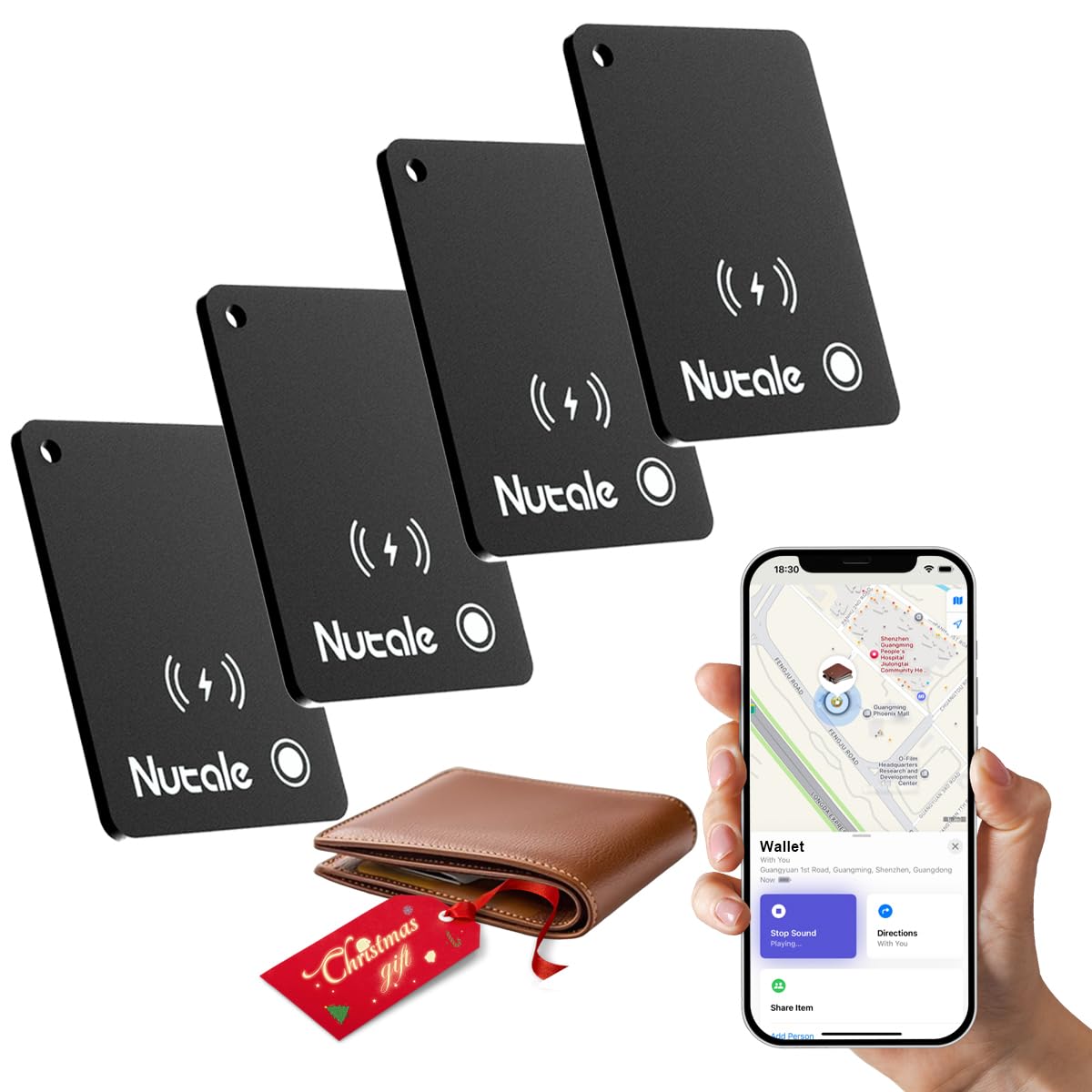 Nutale tracker front packaging showing product and branding, clear identification benefit