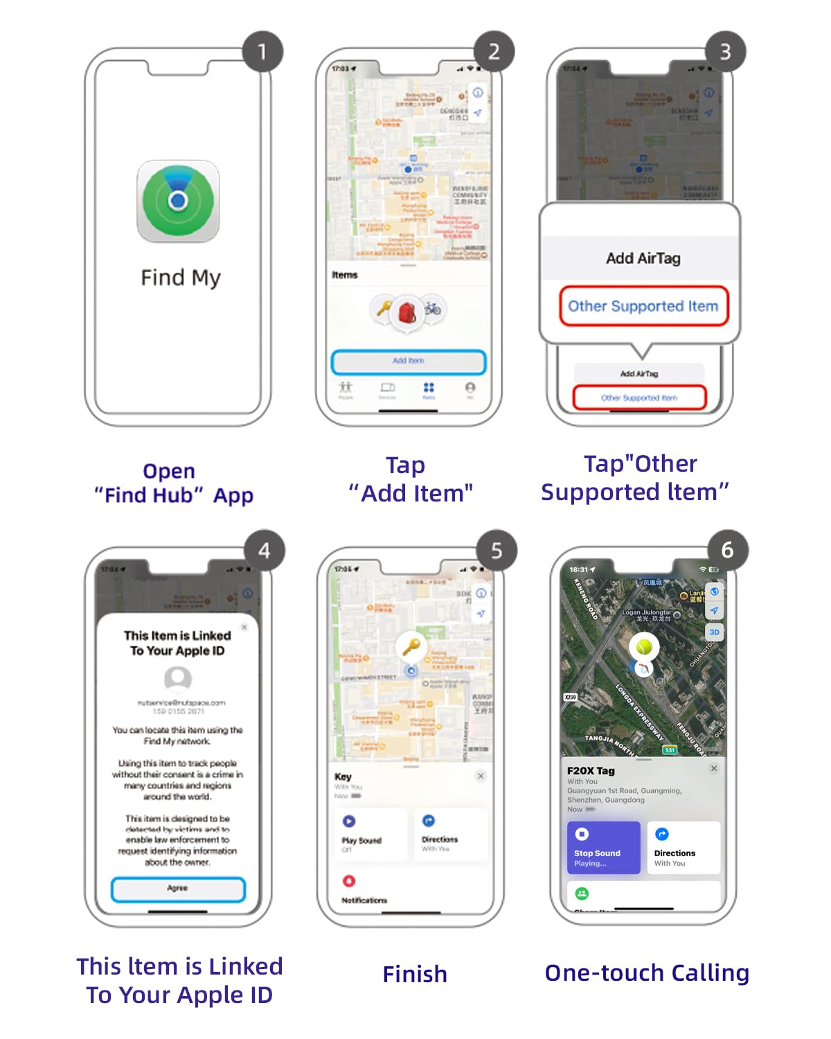 iPhone displaying Find My map with Nutale tracker direction, aiding precise recovery