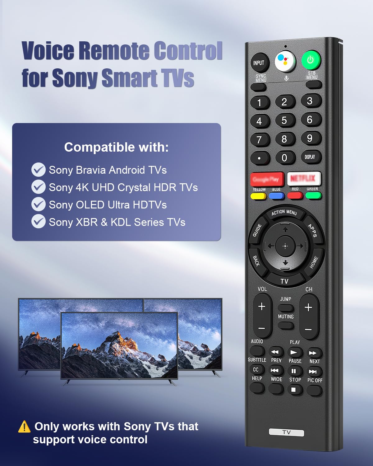 Nuteserk replacement remote for Sony with glow case, back view showing protective design and grip.