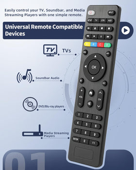 Nuteserk universal remote pack 2 in-use with TV setup for simplified viewing.
