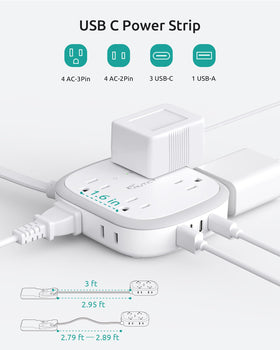 Nutict surge protector with 1440 joules shields electronics.