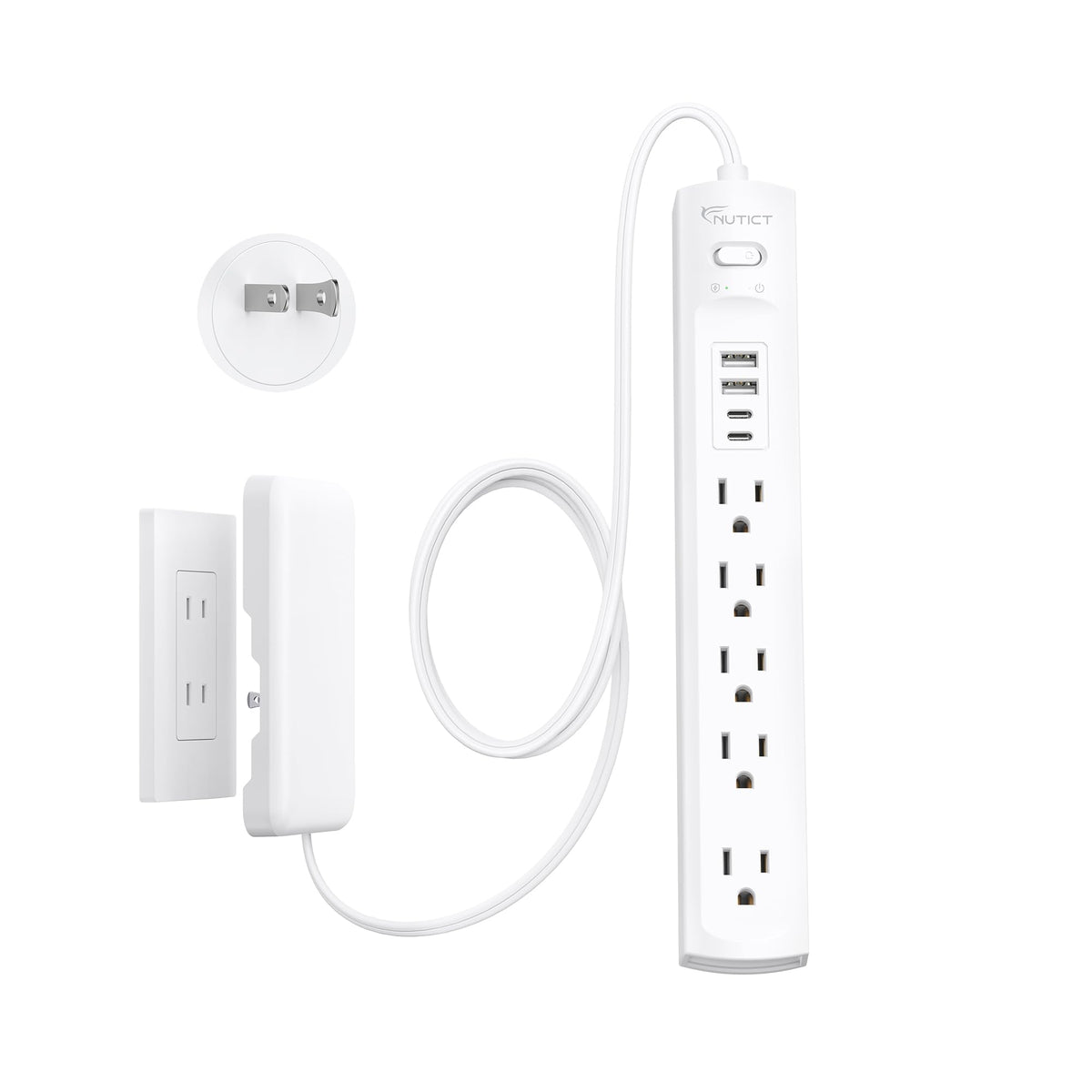 NUTICT 2-prong to 3-prong adapter enabling grounded use in older outlets.