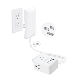 NUTICT 6FT flat extension cord with outlet cover keeps walls neat and safe.