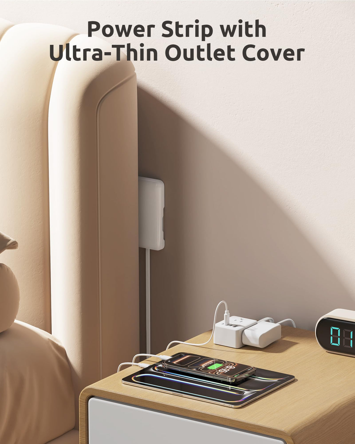 NUTICT flat-plug design reduces gaps behind furniture
