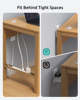 NUTICT flat plug front view highlights slim profile that fits flush to walls