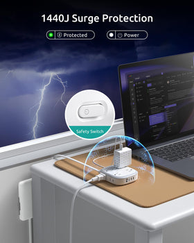 NUTICT in a living room powering devices while hiding wall plug