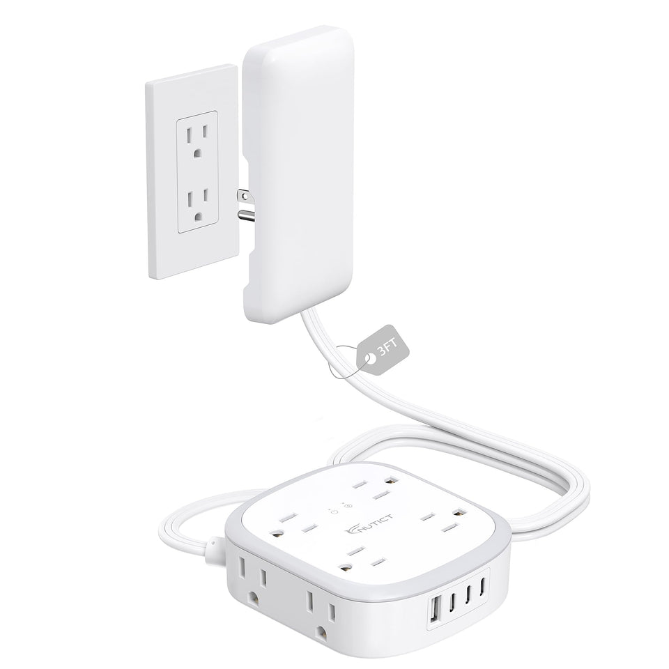 Nutict outlet cover extension 3ft hides cords for a tidy workspace.