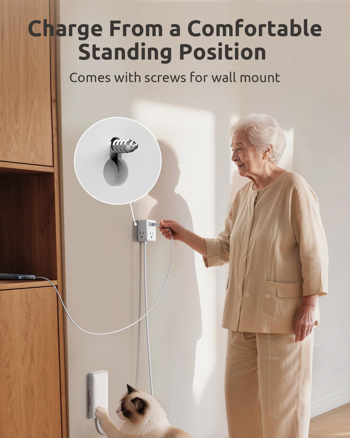 NUTICT wall-mount screws included for secure placement behind furniture