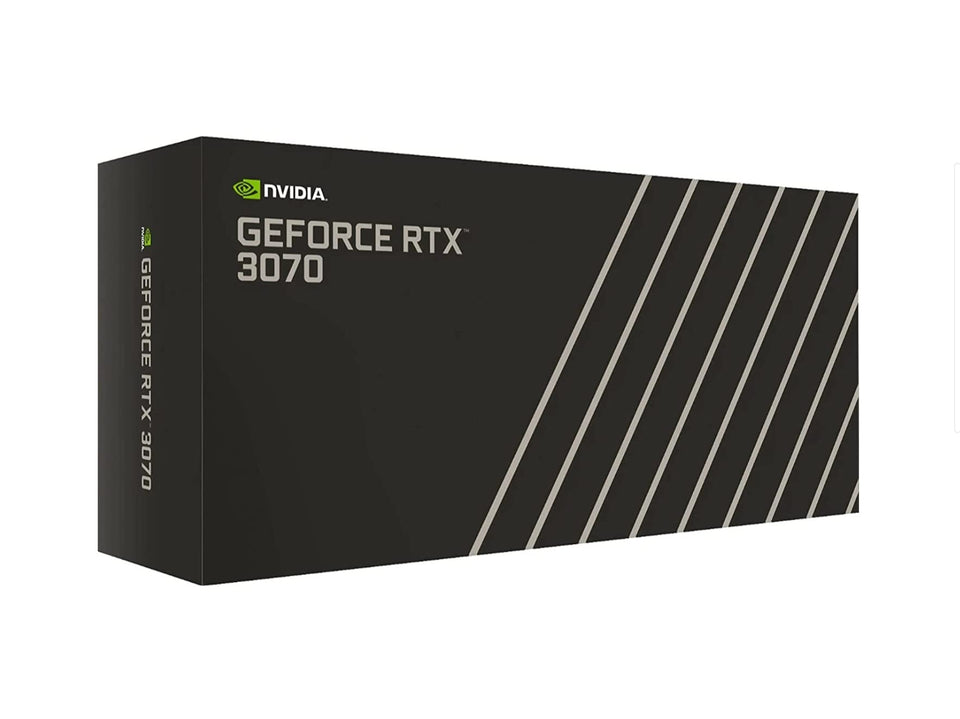 NVDIA GeForce RTX 3070 8GB in dark platinum finish, ready for high-frame gaming.