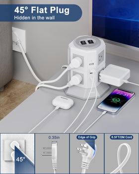 NVEESHOX close detail of USB‑C and AC outlets for fast compatible charging