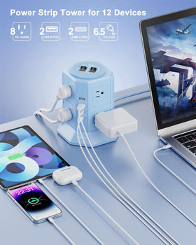 NVEESHOX close-up of AC outlets and USB ports highlighting easy access