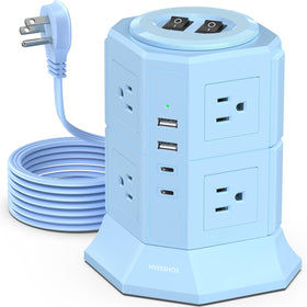 NVEESHOX front view of tower showing outlets and switches for neat charging