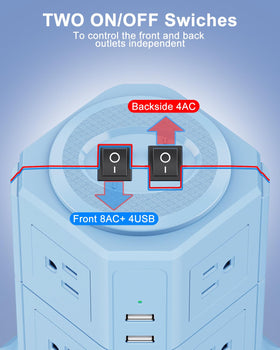 NVEESHOX safety label close-up highlighting surge protection and reset