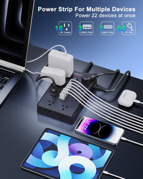 NVEESHOX closeup of wide outlet spacing preventing bulky plug interference