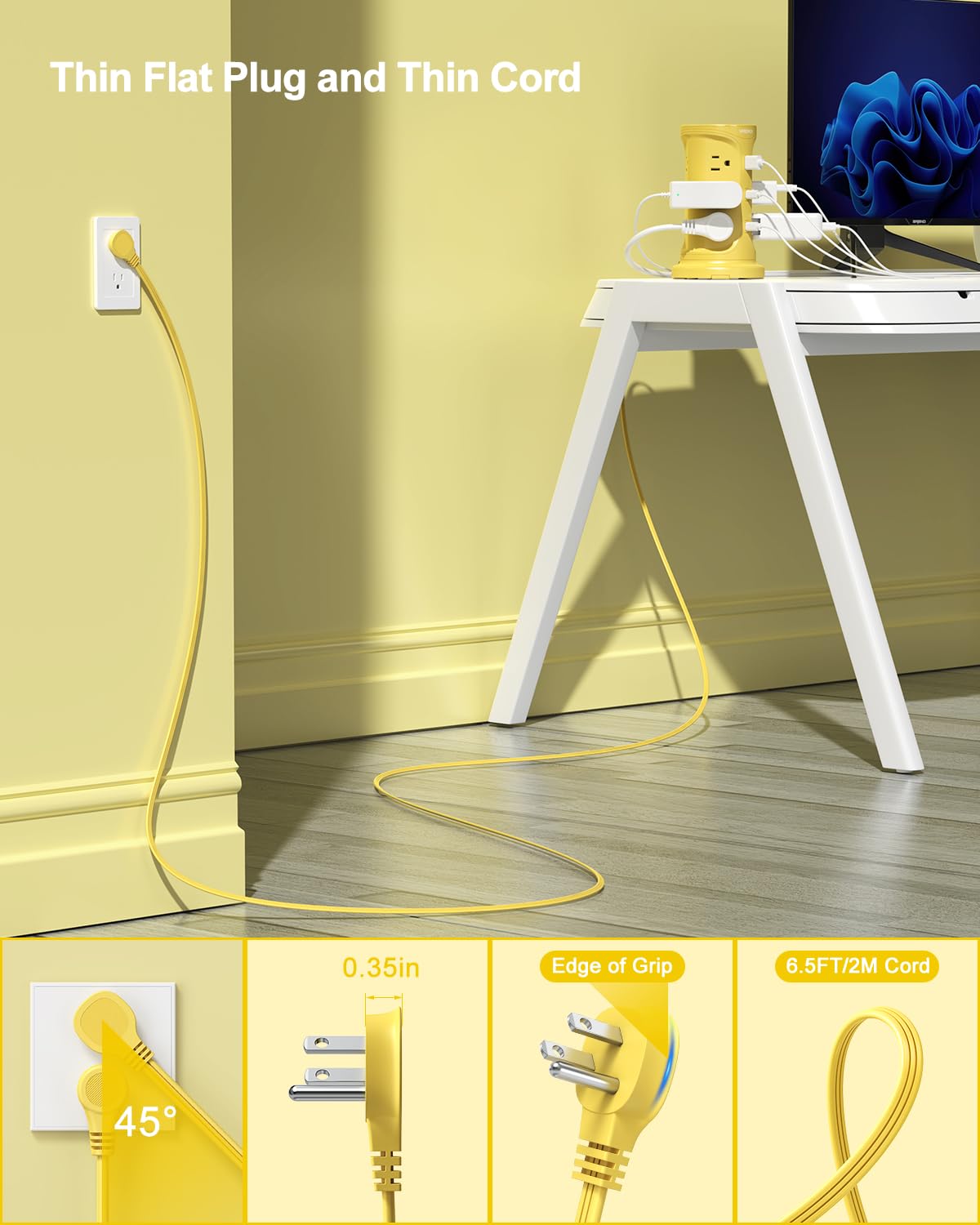 NVEESHOX power strip featuring 1080J surge protection for electronics during surges.