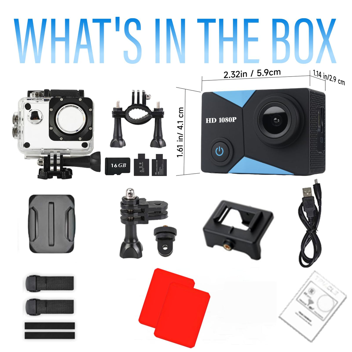 Nvgfelis action camera includes 16GB memory card for immediate use