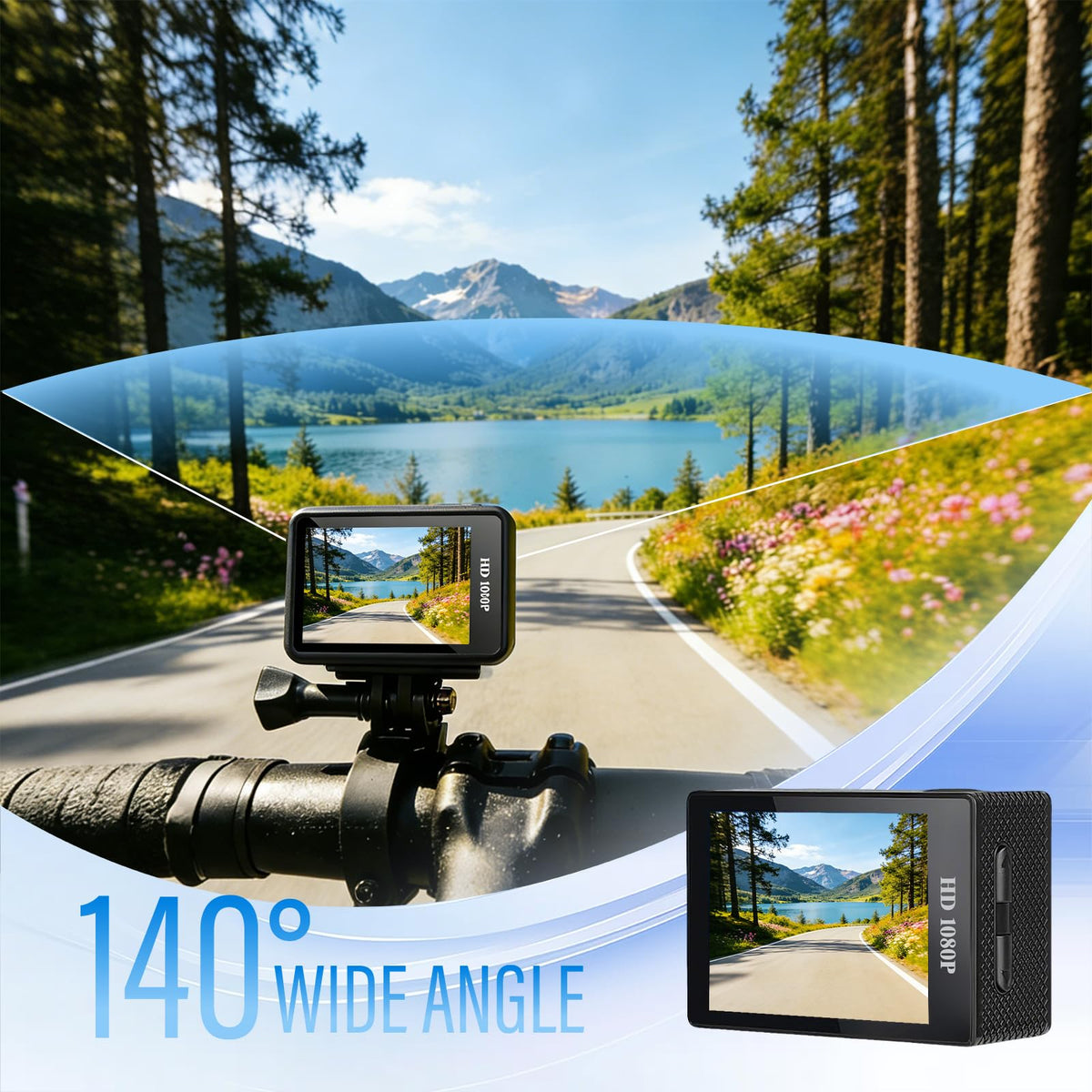 Nvgfelis action camera accessories kit with bicycle mount for versatile setups