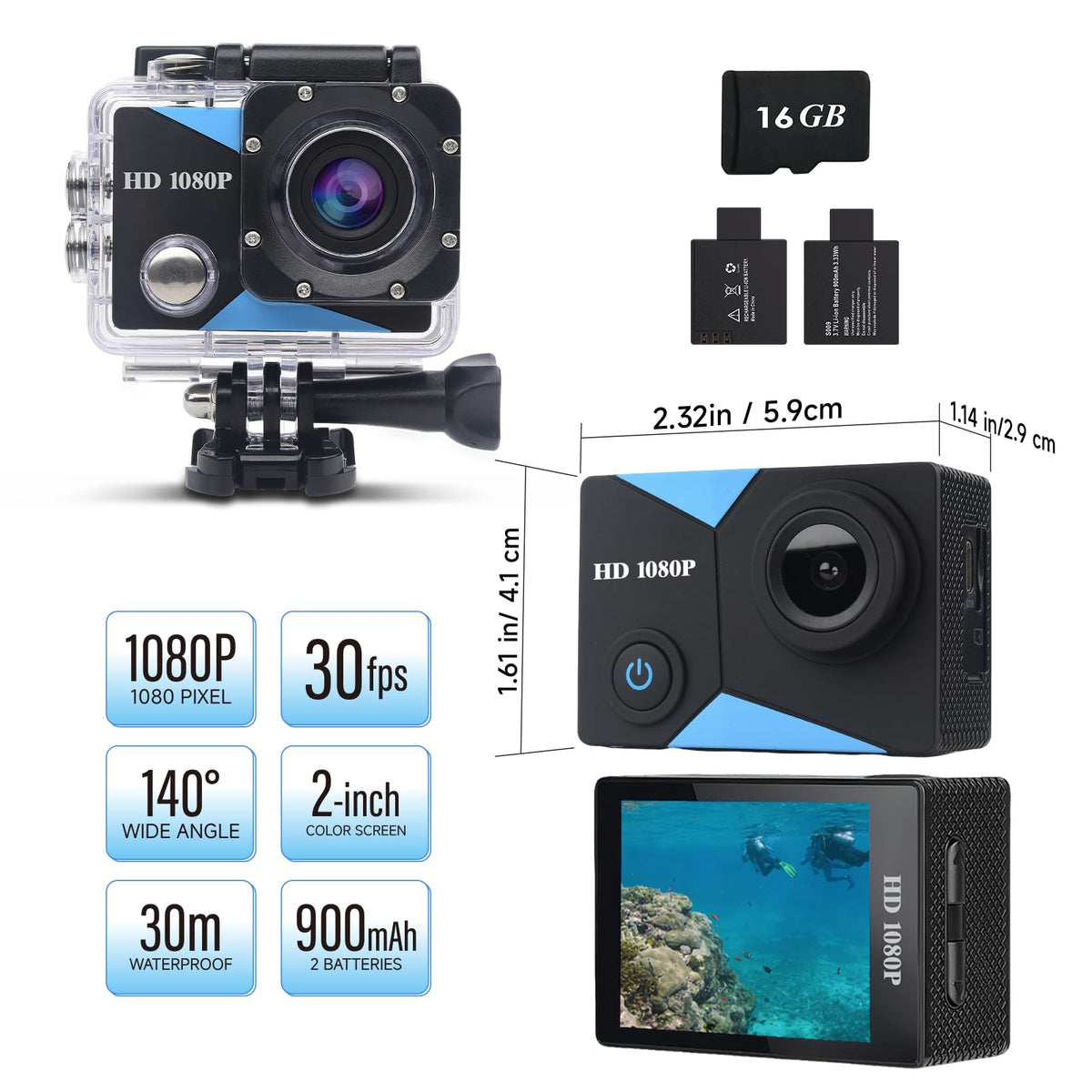 Nvgfelis action camera dual batteries ensure extended recording during adventures