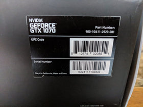 NVIDIA GeForce GTX 1070 Founders Edition renewed printed label showing authenticity