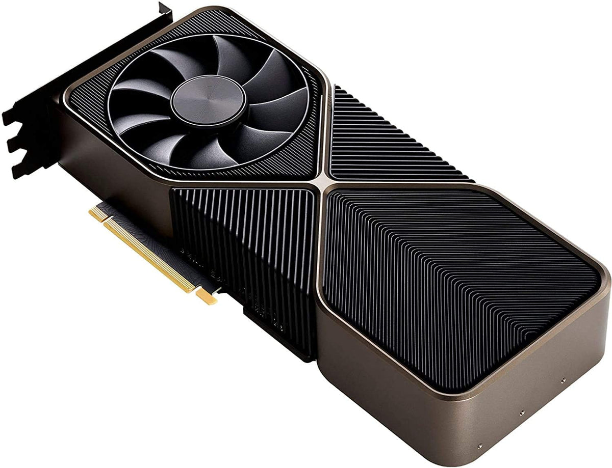NVIDIA GeForce RTX 3090 Founders Edition side profile reveals cooling design.