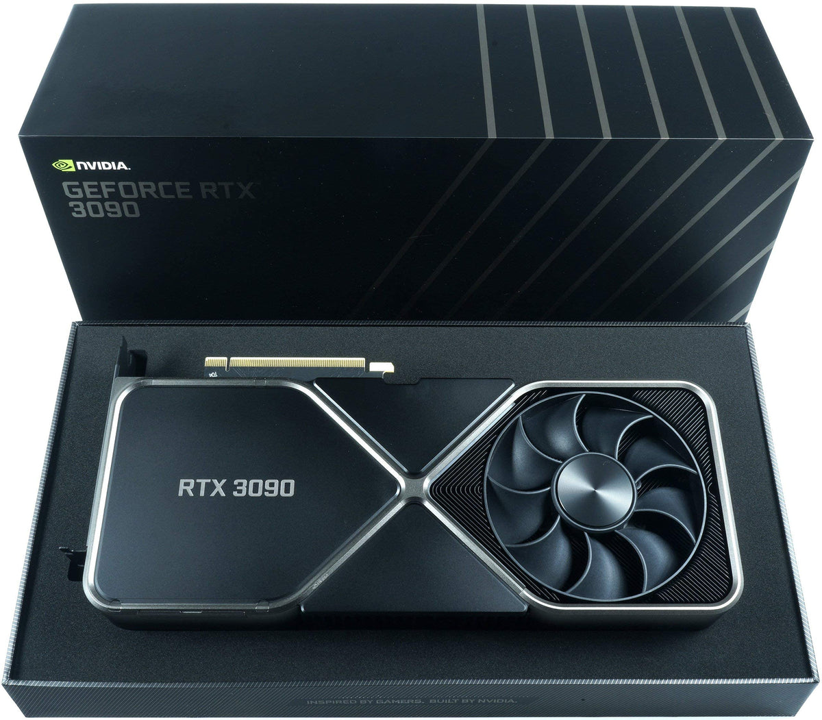 NVIDIA GeForce RTX 3090 Founders Edition logo and cooling shroud detail.
