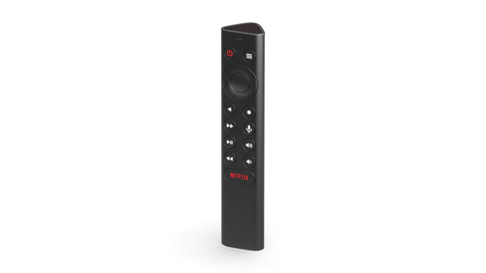 NVIDIA SHIELD remote front view showing backlit buttons for easy nighttime control