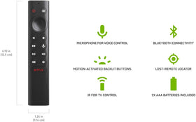 NVIDIA Shield TV Pro remote close-up showing voice control.