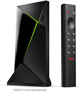 NVIDIA Shield TV Pro remote with backlit buttons for night viewing.