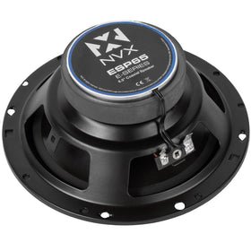 NVX ESP65 back magnet label showing power specs and reliability