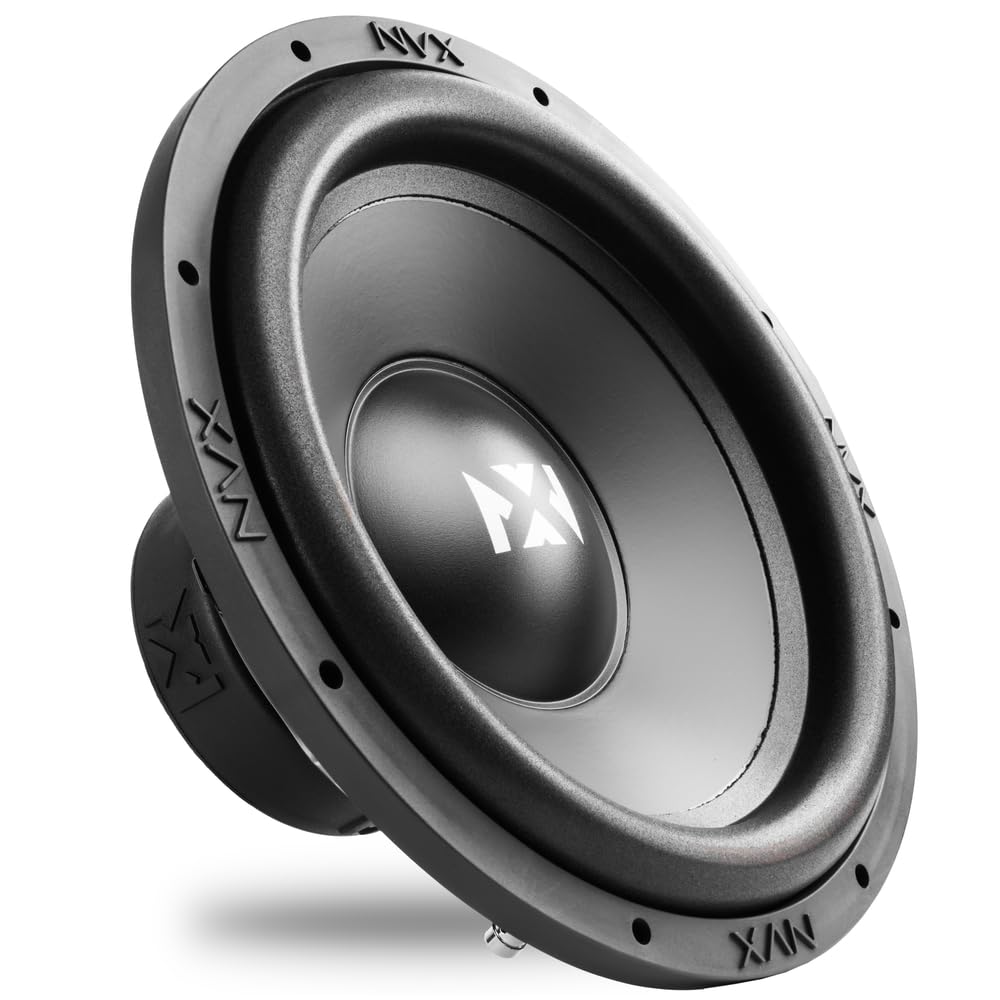 NVX ESW124 12-inch cone delivers deep, accurate bass for car listening.