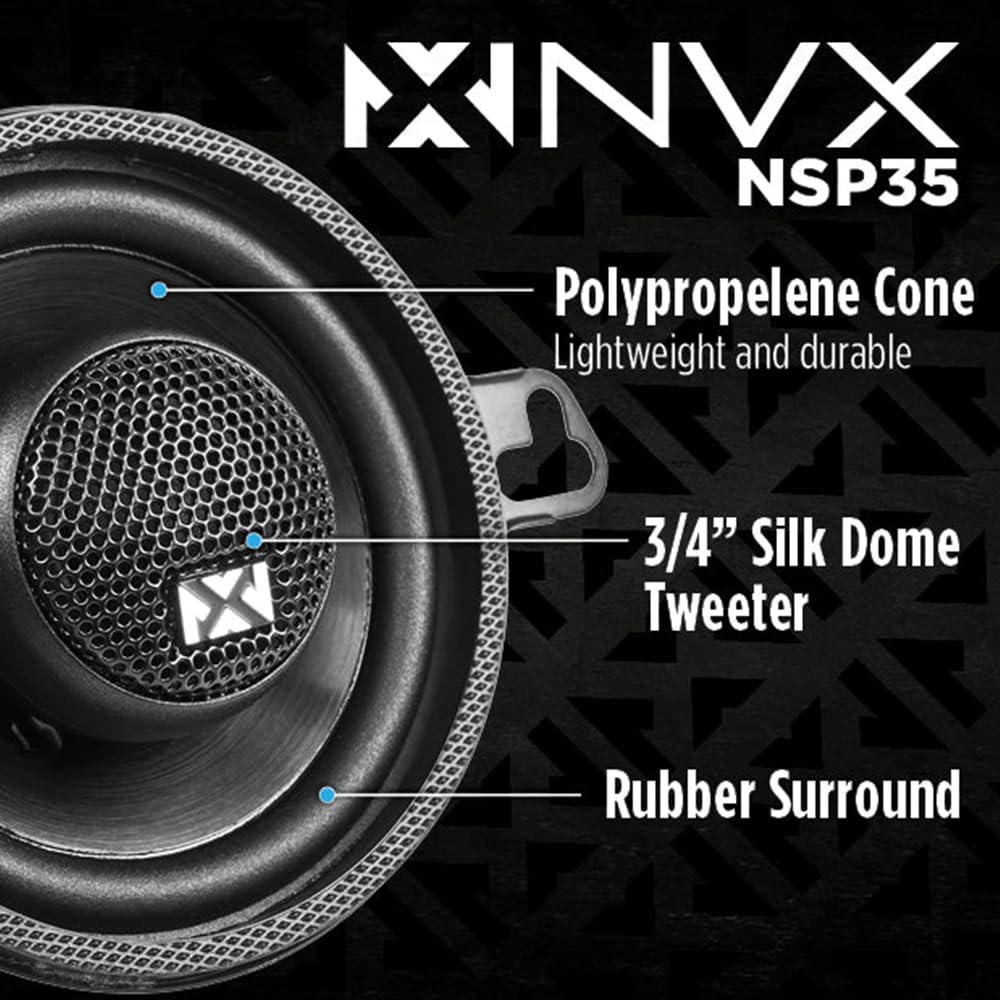 NVX NSP35 close-up of red metallic polypropylene cone highlighting durability benefit