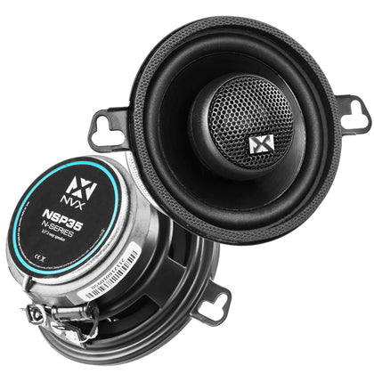 NVX NSP35 front view showing cone and grill, improves compact speaker installs