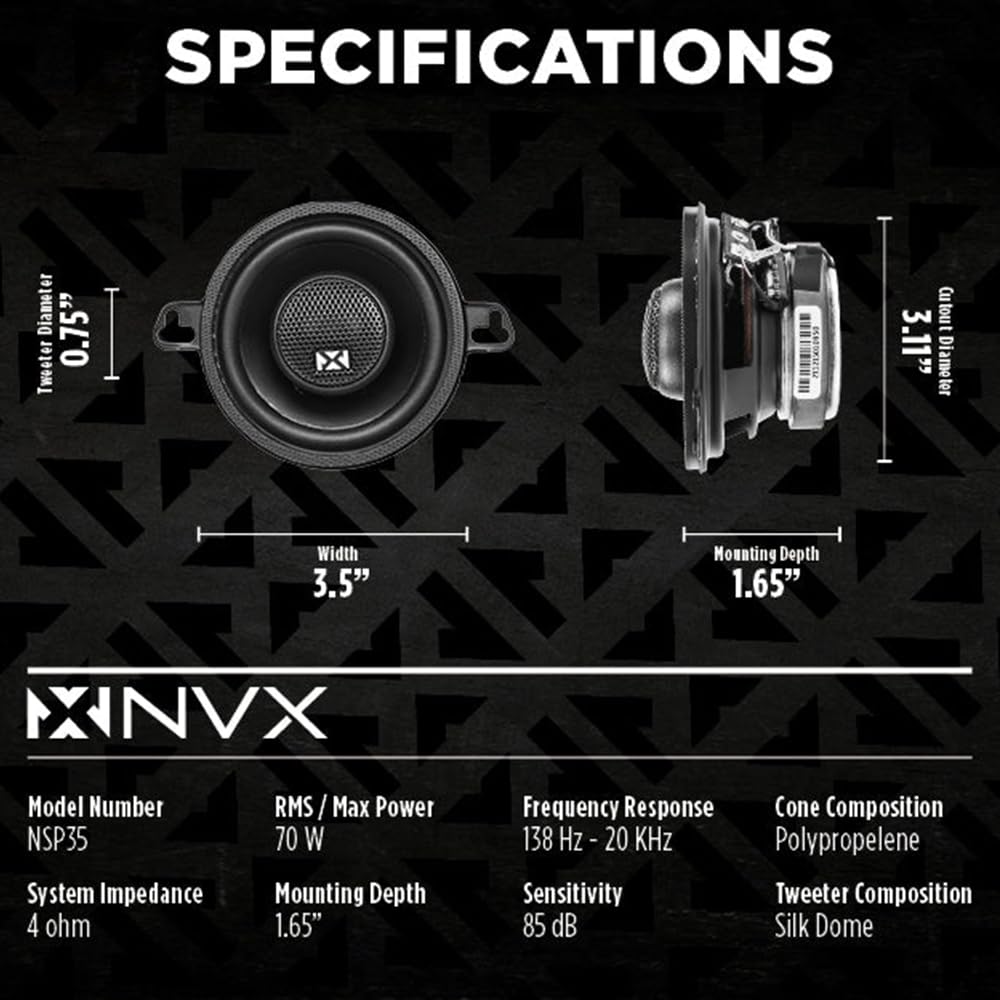 NVX NSP35 silk dome tweeter detail showing smooth highs and reduced sibilance