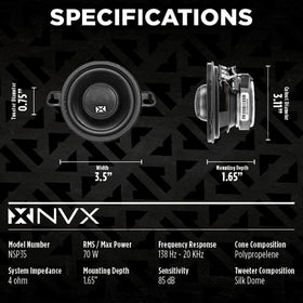 NVX NSP35 silk dome tweeter detail showing smooth highs and reduced sibilance