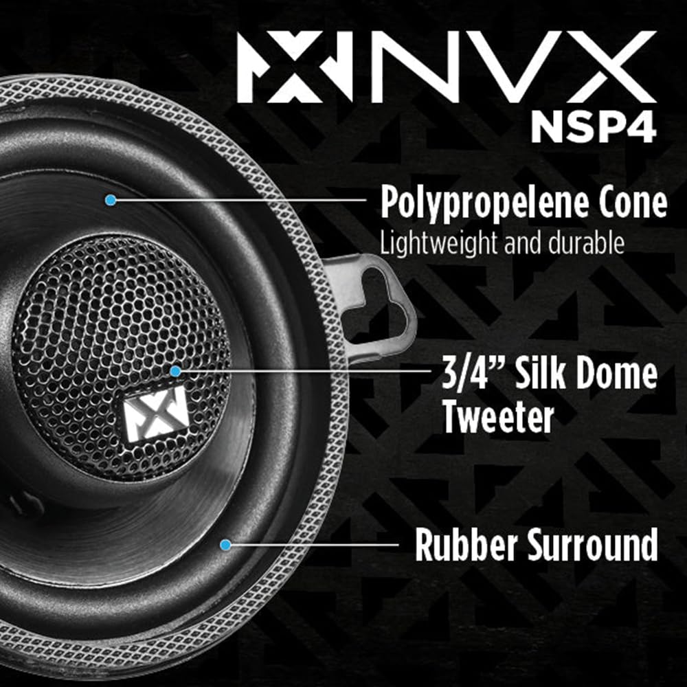 NVX close-up of 20mm silk dome tweeter for smooth, clear high frequencies