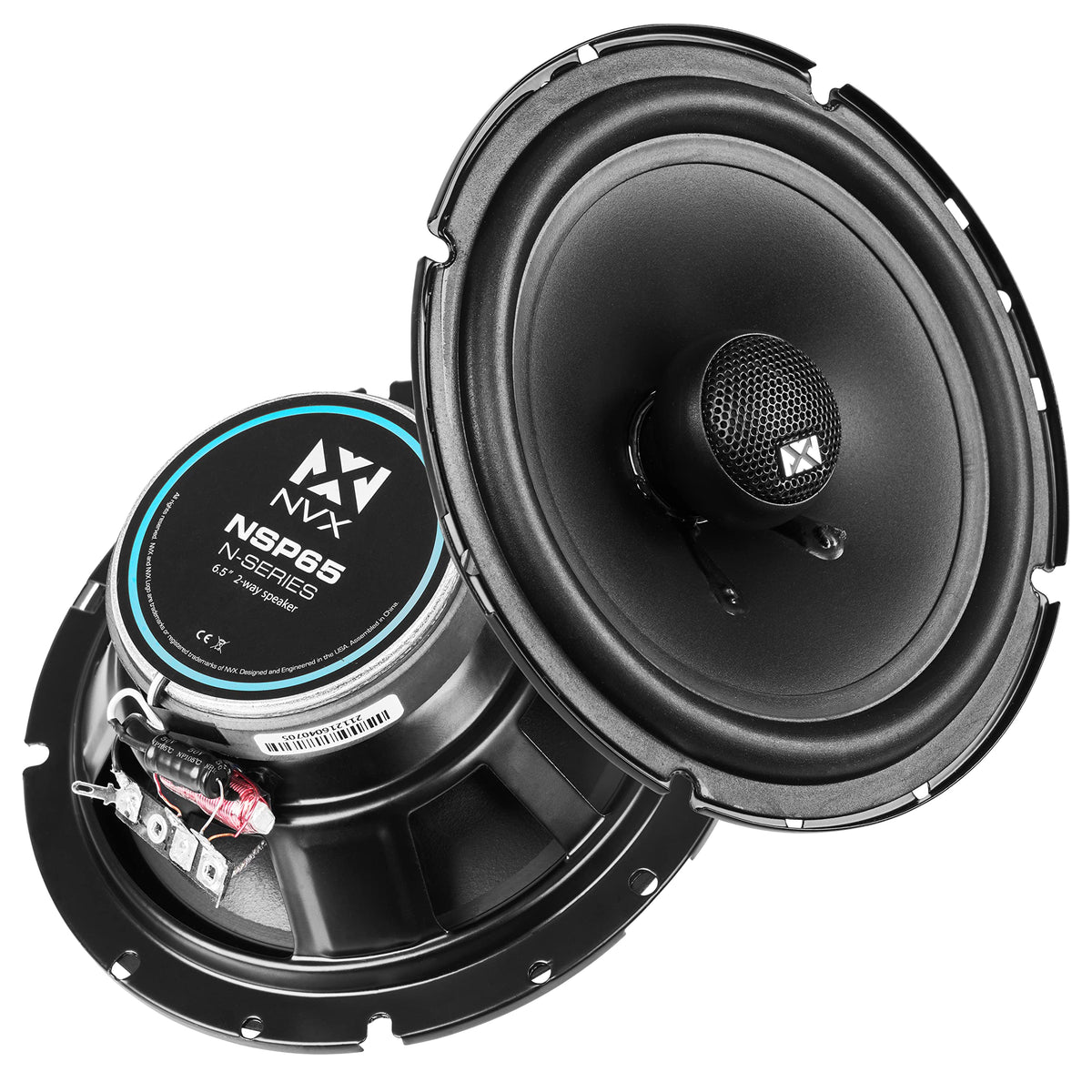 NVX NSP65 front view showing compact 6.5-inch speaker for easy door fit
