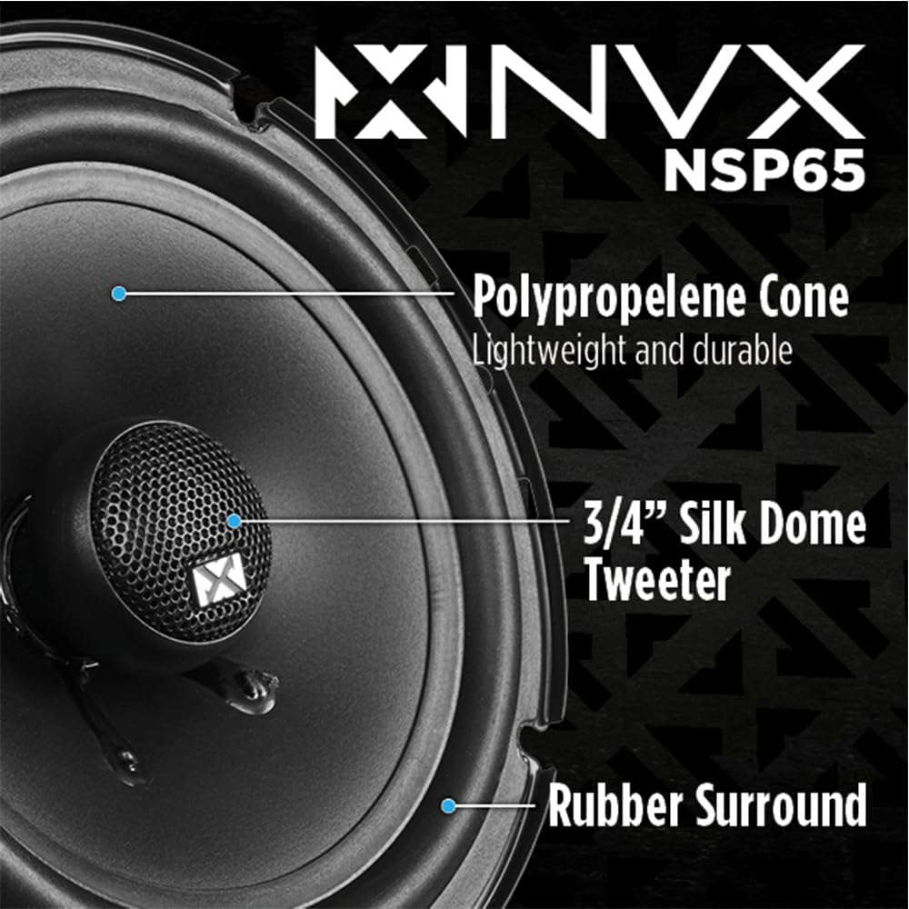 NVX NSP65 tweeter close-up highlighting silk dome for clear highs