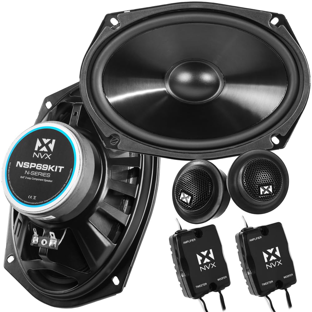 NVX NSP69KIT front view shows 6x9 component speakers for richer car sound.