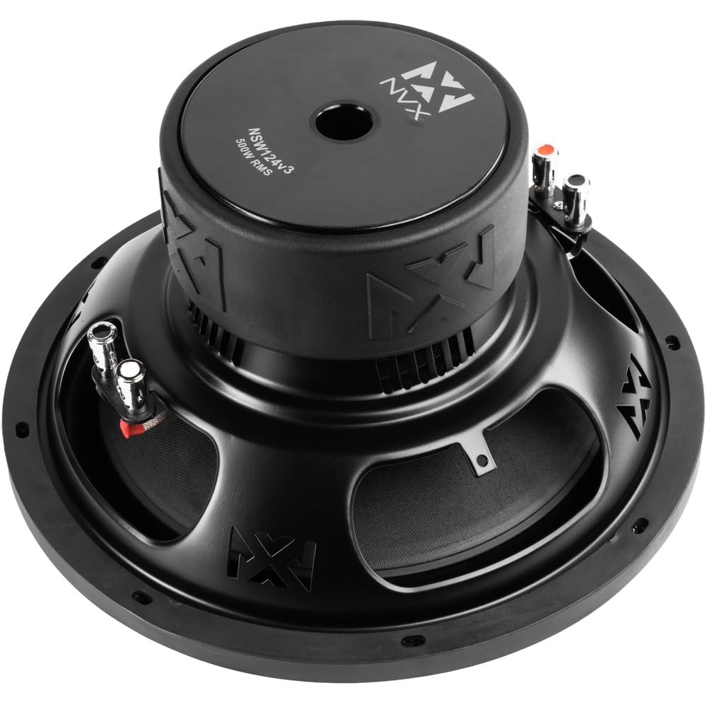 NVX NSW124v3 mounted in a sealed box demonstrating compact installation and accurate bass