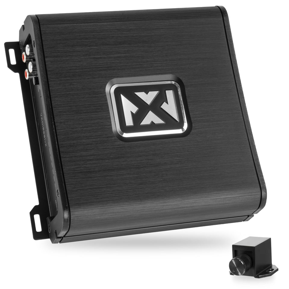 NVX VAD10001v2 front view shows powerful mono amplifier for crisp car audio.