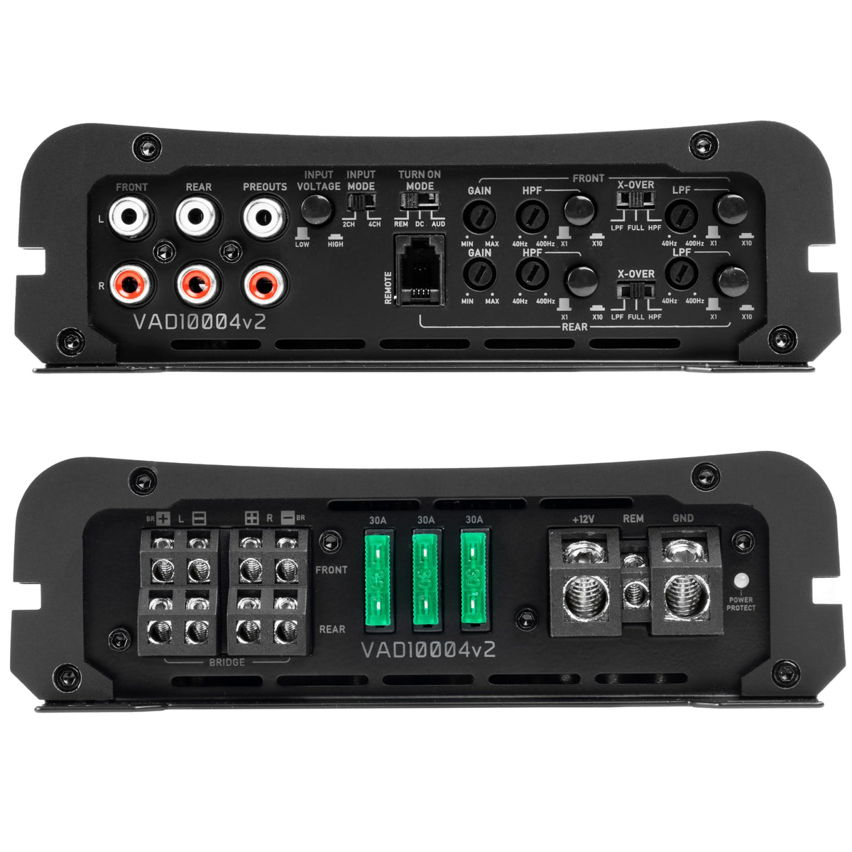 NVX VAD10004v2 bridged power mode enables strong subwoofer presence.