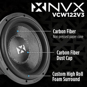 NVX VCW122v3 dual 2-ohm coils enable flexible wiring for power matching