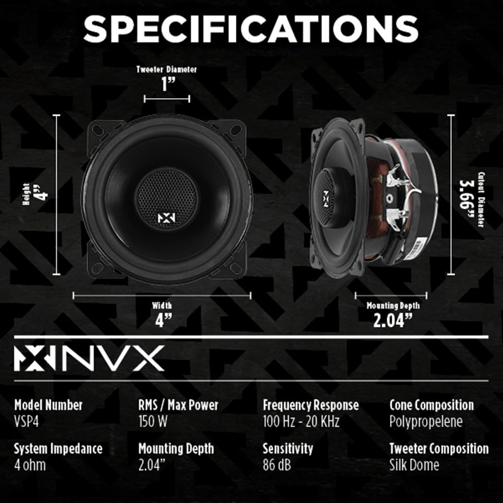 NVX VSP4 silk dome tweeter detail for smoother high-frequency sound