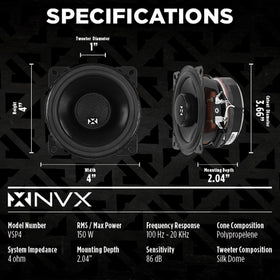 NVX VSP4 silk dome tweeter detail for smoother high-frequency sound