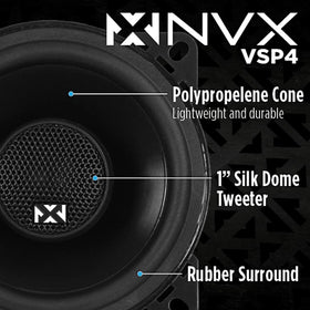 NVX VSP4 woofer close-up highlighting durable cone and clearer mids
