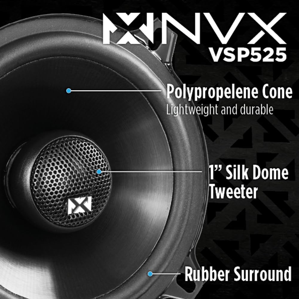 NVX VSP525 polypropylene cone close-up for accurate mid and bass