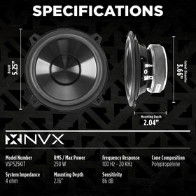 NVX VSP525KIT polypropylene woofer cone enables light, accurate response